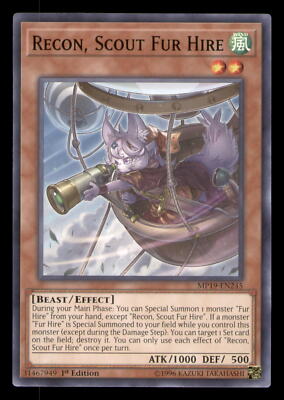 Yugioh Recon, Scout Fur Hire #MP19-EN245 2019 Gold Sarcophagus Tin Mega Pack LP-image