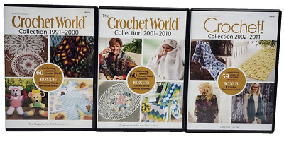 Crochet World Issues Collection 1991-00 & 2001-10 + Crochet Mag 2002-11 DVDs EUC-image