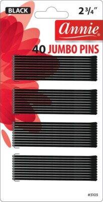 Annie Coated Tips Jumbo Black Bobby Pins Size 2 3/4