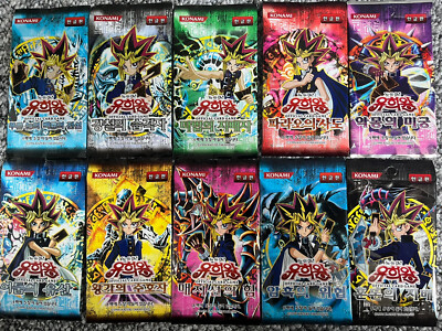 10 x SEALED BOOSTER PACKS - 1st 10 YUGIOH Legacy sets 2002-2004. LOB - IOC (KOR)-image