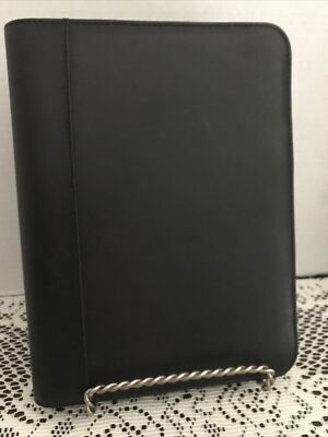 Vintage 2002 Day-Timer zippered binder cover 7 Ring Black faux leather 8”x 10.5”-image