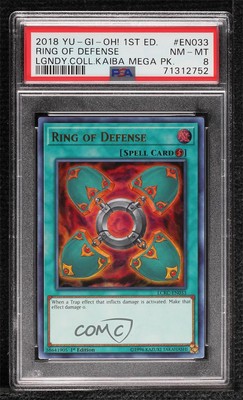 Ring of Defense Ultra Rare 1st Ed. YuGiOh Legendary Collection Kaiba PSA 8 z3i-image