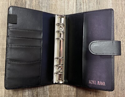 “Soul Mama” Daily Planner Organizer Book Black 6-Ring  6.5 X 4.5” Faux Leather-image
