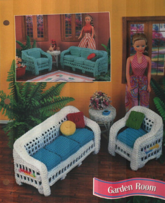 NEW GARDEN ROOM FURNITURE FASHION DOLL ANNIE'S CROCHET PATTERN INSTRUCTIONS-image
