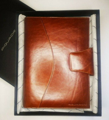 Piquadro Agenda Genuine Leather Organizer Business Cover Brown Large Italy-image