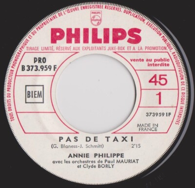 ANNIE PHILIPPE PAS DE TAXI / LE MANNEQUIN FRENCH 45 PROMO 7