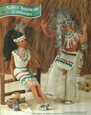 NEW NATIVE AMERICAN COSTUMES FASHION DOLL ANNIE'S CROCHET PATTERN INSTRUCTIONS-image