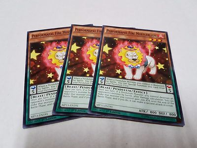 3x Yu-Gi-Oh 2015 Mega-Tin Mega Pack  #MP15-EN191 Performapal Fire Mufflerlion-image