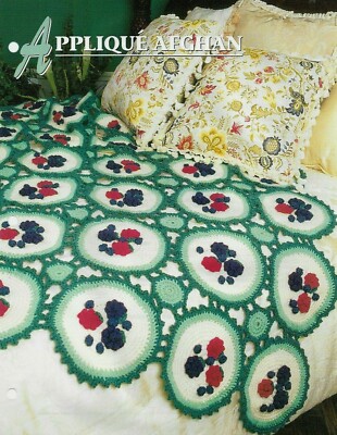NEW APPLIQUE' AFGHAN ANNIE'S CROCHET QUILT & AFGHAN CLUB PATTERN INSTRUCTIONS-image