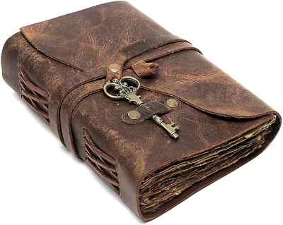 Handmade Vintage Leather Journal Notebook Bound Writing Diary Deckle Edge Book-image