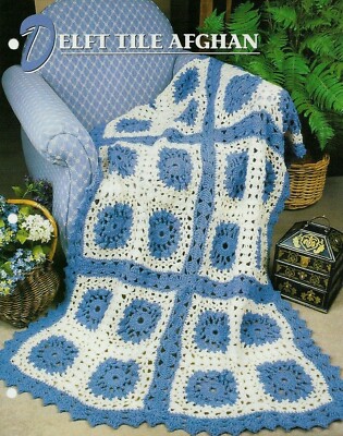 NEW DELFT TILE AFGHAN ANNIE'S CROCHET QUILT & AFGHAN CLUB PATTERN INSTRUCTIONS-image