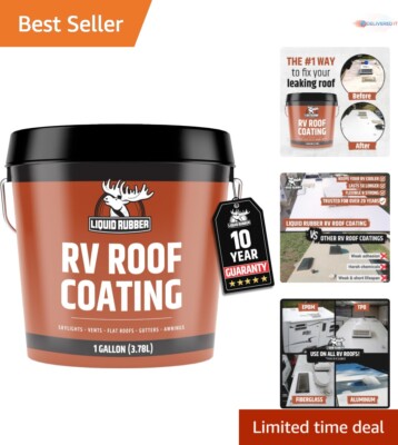 RV Roof Sealant Polymer 1 Gallon Waterproof Reflective Flexible Coating Repair-image