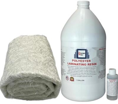 1 Gal Polyester Resin with Rolled .75x50x5Yard Chopped Strand Mat for Watercraft-image