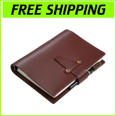 Elegant A5 Leather Planner 2025 with Pockets & Pen Holder - Organize in Style-image