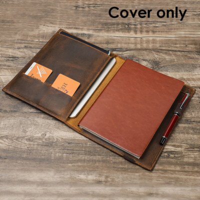 Genuine Leather Composition Notebook Cover Refillable Journal Porfolio Sleeve-image