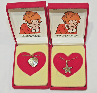 1981 Little Orphan Annie Necklaces by Supreme Creations - Heart or Star Shape -image