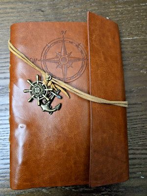 Brown Leather Bound Compass Journal Notebook With Anchor and Compass Christmas-image