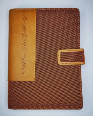 Piquadro Leather Agenda Planner Organizer Cover Orange / Green Medium Italy-image