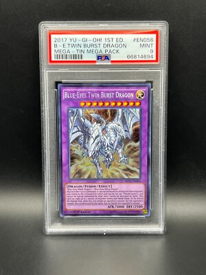 Yugioh PSA 9 MINT Blue-Eyes Twin Burst Dragon MP17-EN056 Secret 1st ED S#4694-image