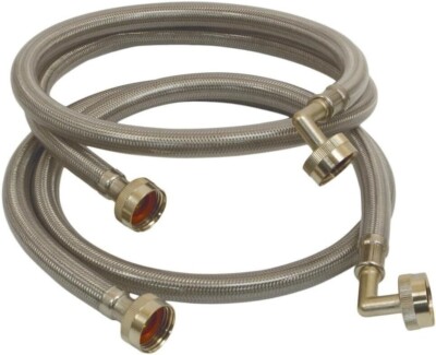 Everbilt 4 ft. Polymer Coated Stainless Steel Washing Machine Connector (2-Pack)-image