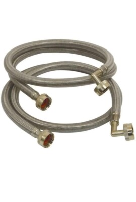 Everbilt 4 ft. Polymer Coated Stainless Steel Washing Machine Connector (2-Pack)-image