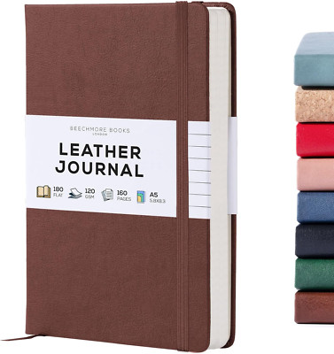 BEECHMORE BOOKS Lined Journal Notebook, 5.8 X 8.3 Inch, A5 160 Lined Pages, Hard-image