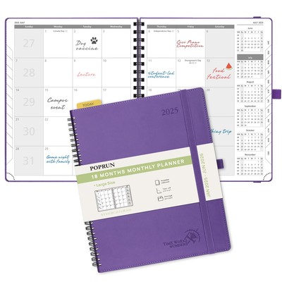 Monthly Planner 2025-2026 Large Size (8.5'' x 10.5'') 18 Months Calendar (Jan...-image