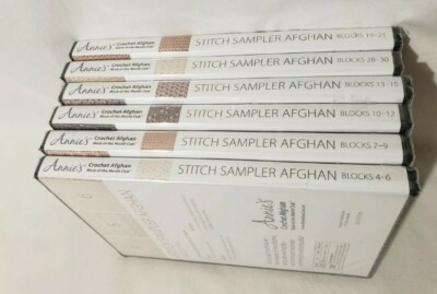 Annie's Crochet Afghan Stitch Sampler Afghan Blocks 4-6 7-9 10-12 13-15 28-30 19-image