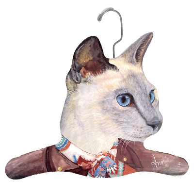 Siamese Cat Scarf Vtg Clothes Hanger Wood Annie Rhinehart Stupell Rhode Is USA-image