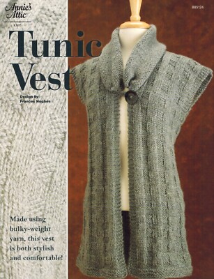 TUNIC VEST Knit Pattern Annie's Attic 885124 Leaflet - Using Bulky-Weight Yarn-image