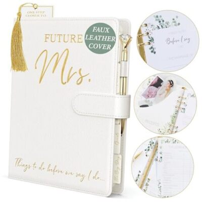 Wedding Planner Book and Organizer for The Bride -Faux Leather, Gold Foil Pearl-image