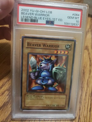 2002 Yu-Gi-Oh Beaver Warrior LOB-064 Legend Blue Eyes 1st Ed. PSA Gem Mint 10-image