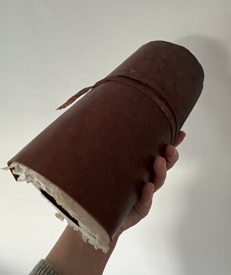 RARE Vintage Incu Indiana Jones Leather Bound Scroll Notebook Writing Notepad-image