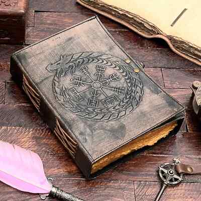 Handmade Blank spell book Sun and Moon Leather Journal Diary For Unisex Adult-image