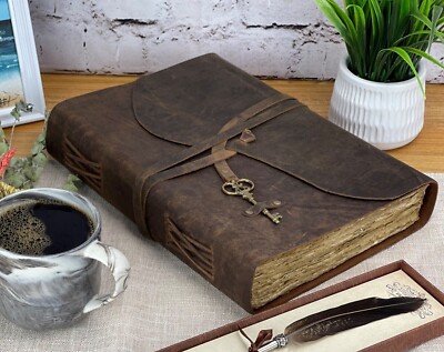 Personalized Leather Journal With Small Defects  Handmade Deckle Edge Paper-image