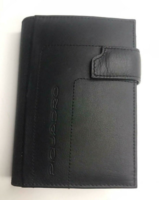 Piquadro Leather Synthetic Agenda Planner Organizer Cover Black Small Italy made-image