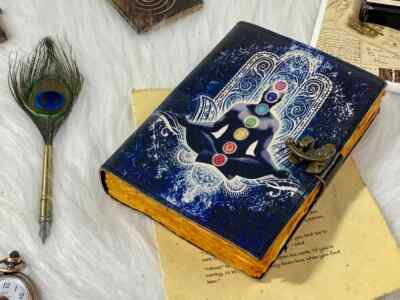 Handmade Leather Journal Book 7x5 Real  Hocus-pocus With Shadow spell Eye-image