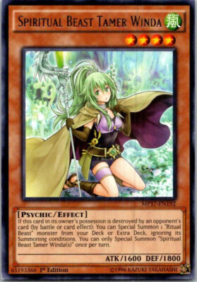 Spiritual Beast Tamer Winda MP17-EN192 Yu-Gi-Oh! 1st Edition Light Play-image