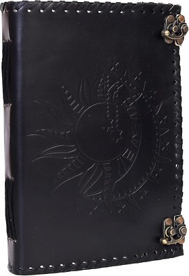 Antique Leather Journal for Men Women Sun Moon Diary Sketchbook Notebook 10 x 7