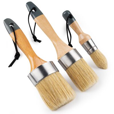 3 Set Professional round Chalk Paint Wax Brush Painting Waxing Annie Sloan Wood-image