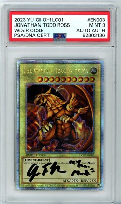 PSA Mint 9 Signed Jonathon Todd Ross The Winged Dragon of Ra QCSR LC01-EN003-image