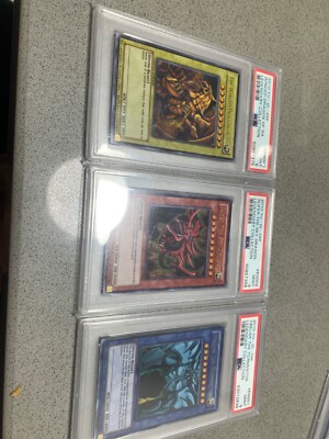Yu-Gi-Oh Obelisk Slifer Ra LC01 EN001 EN002 EN003 Legendary Collection Set PSA 9-image