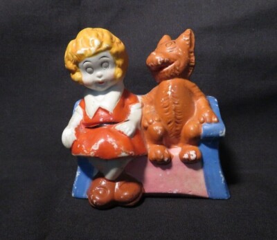 Vintage Little Orphan Annie and Dog Matte Ceramic Toothbrush Holder-image