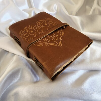 Vintage Heard Embossed Brown Journal Leather Journal Notebook Sketchbook Dairy.-image