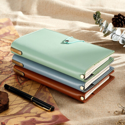 A6 PU Leather Vintage Refillable Journal Notebook Lined Paper Writing Diary-image