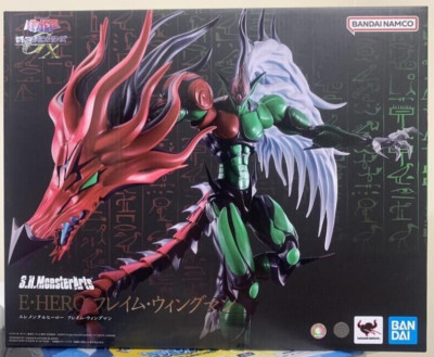 Bandai S.H.MonsterArts SHM Yu-Gi-Oh! GX E. HERO Flame Wingman Figure New In Hand-image