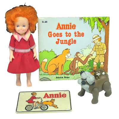 Little Orphan Annie Doll Figure Lot Sandy book Jungle knickerbocker vtg toy BMC3-image