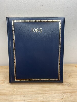 1985 Leather Bound Calendar Planner Event Book -image