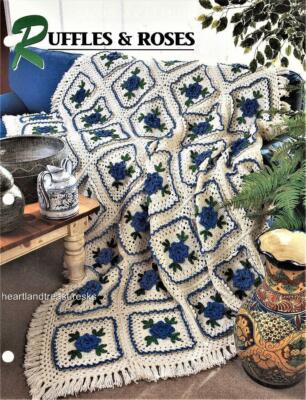 Ruffles & Roses  Annie's Attic Crochet Afghan Pattern Leaflet-image