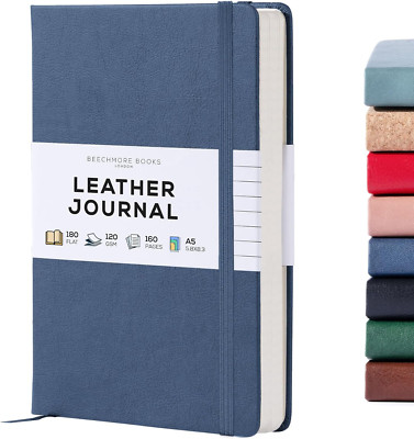Lined Journal Notebook, 5.8 X 8.3 Inch, A5 160 Lined Pages, Hardcover Leather Jo-image